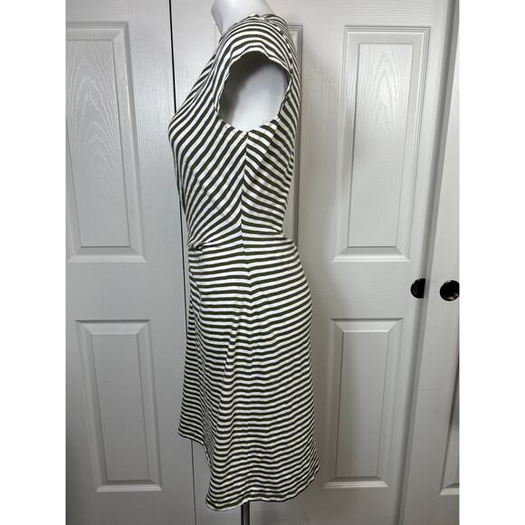 Talbots Women's Tie Detail Knit Shift Dress Medium Cloudy Stripe Short Sleeve - Picture 4 of 8